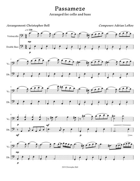 Le Roy Passameze For Cello And Bass Page 2