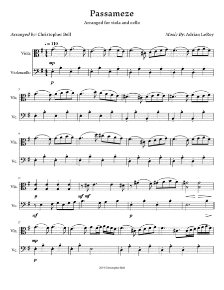 Le Roy Passameze For Viola And Cello Page 2