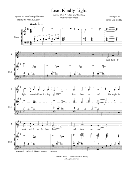 Lead Kindly Light Duet For Alto And Baritone With Piano Accompaniment Page 2