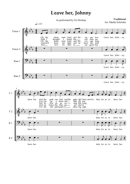 Leave Her Johnny Ttbb Sea Shanty Arranged For Mens Choir As Performed By Die Blowboys Page 2