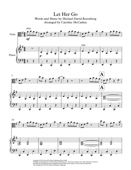 Let Her Go Viola Solo Piano Accompaniment Page 2