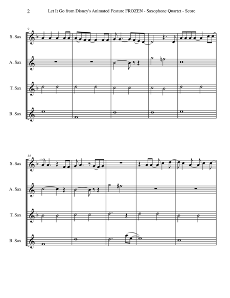 Let It Go From Disneys Animated Feature Frozen For Saxophone Quartet Page 2