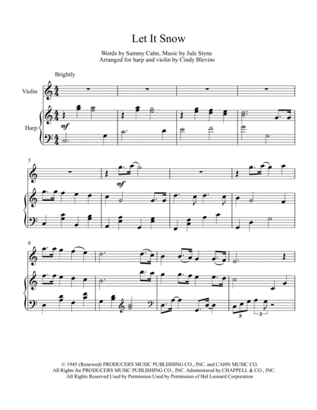 Let It Snow Let It Snow Let It Snow Arranged For Harp And Violin Page 2