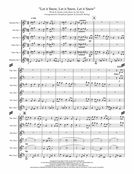 Let It Snow Let It Snow Let It Snow For Saxophone Quintet Sattb Or Aattb Page 2