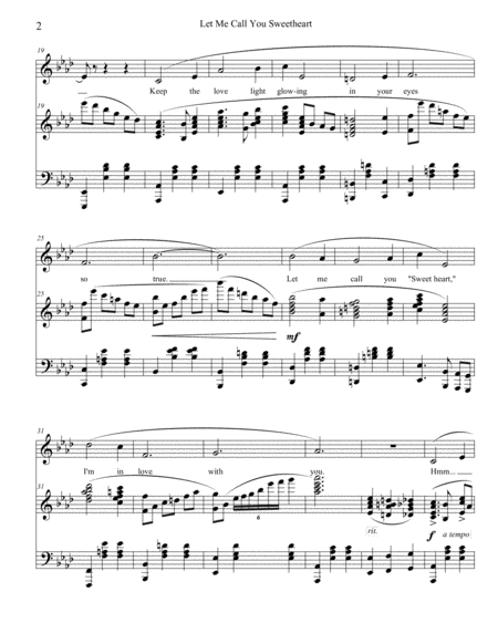 Let Me Call You Sweetheart As Performed By Soundsketch Page 2