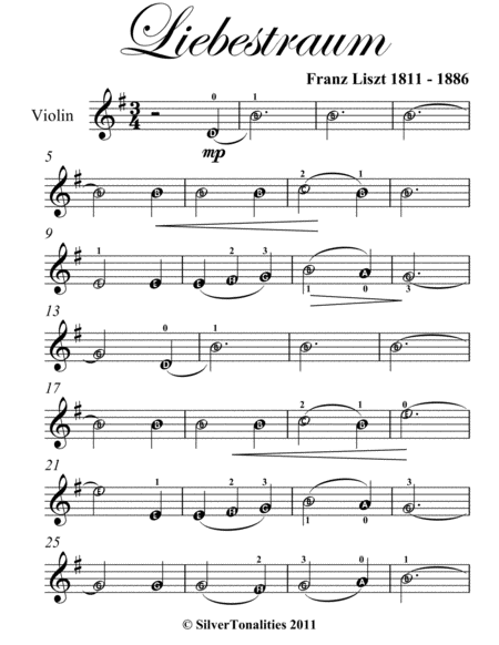 Liebestraum Easy Violin Sheet Music Page 2