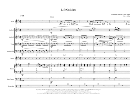 Life On Mars For Vocal String Quartet And Rhythm Section Page 2