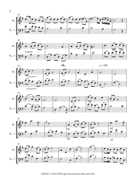 Light Classical Duet For Flute And Cello Page 2