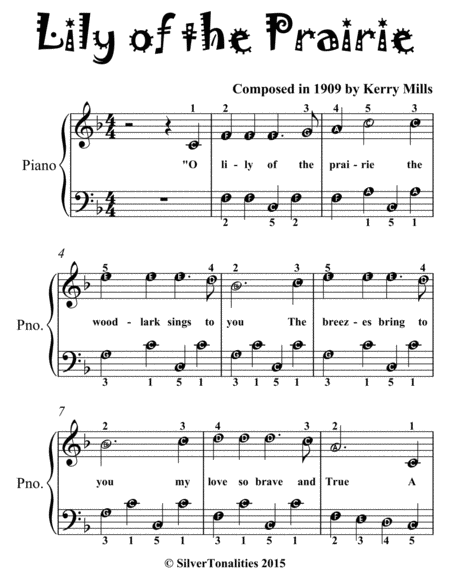 Lily Of The Prairie Easiest Piano Sheet Music For Beginner Pianists Page 2