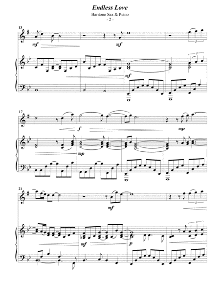 Lionel Richie Endless Love For Baritone Sax Piano Page 2
