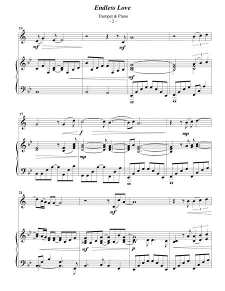 Lionel Richie Endless Love For Trumpet Piano Page 2