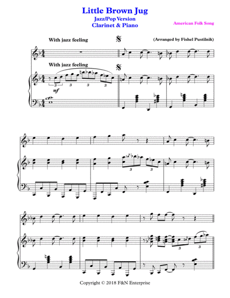 Little Brown Jug For Clarinet And Piano With Improvisation Page 2