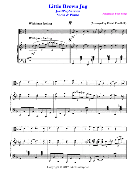 Little Brown Jug For Viola And Piano Page 2