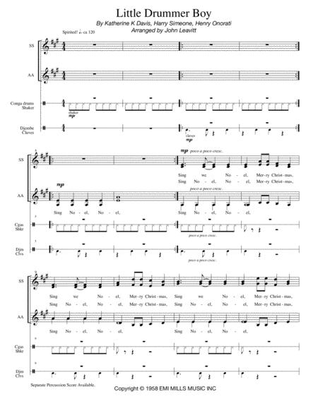 Little Drummer Boy Ssaa Choir A Cappella With Optional Percussion Page 2