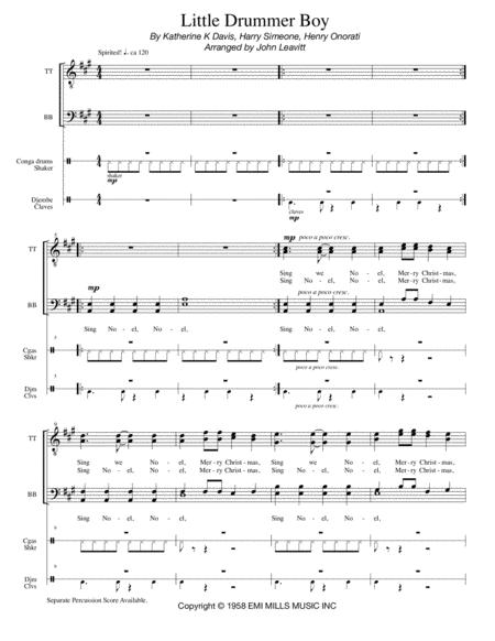 Little Drummer Boy Ttbb Choir A Cappella With Optional Percussion Page 2
