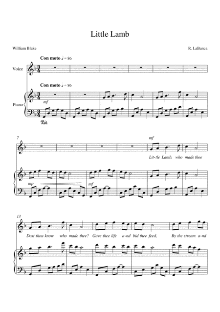 Little Lamb Soprano And Piano Page 2