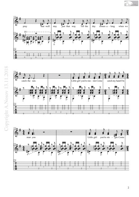 Little Man Sheet Music For Vocals And Guitar Page 2