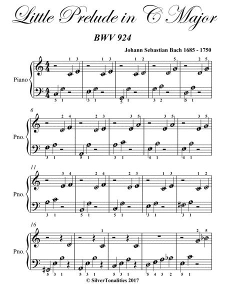 Little Prelude In C Major Bwv 924 Beginner Piano Sheet Music Page 2