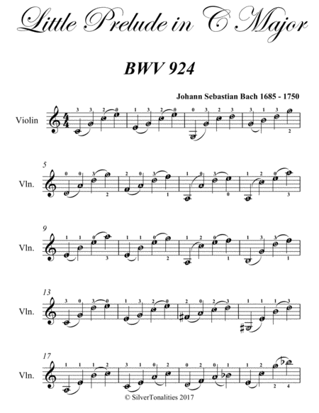 Little Prelude In C Major Bwv 924 Easy Violin Sheet Music Page 2