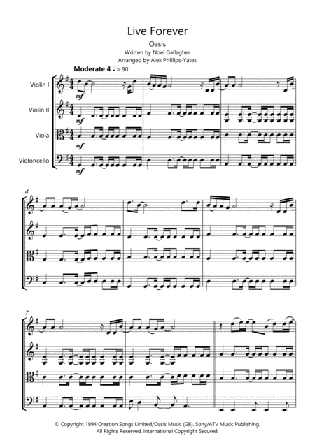 Live Forever By Oasis String Quartet Page 2