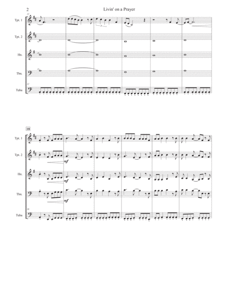 Livin On A Prayer Brass Quintet Page 2