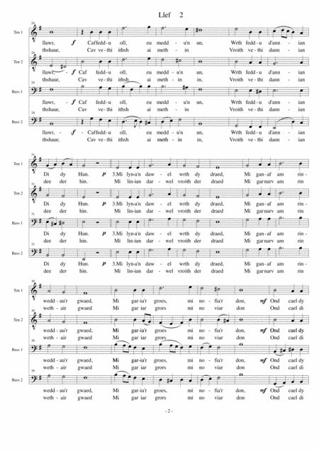 Llef A Cry Welsh Hymn Ttbb A Cappella Page 2