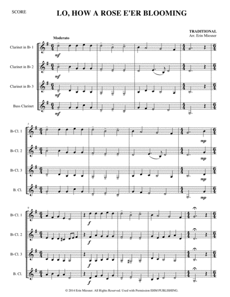 Lo How A Rose E Er Blooming For Clarinet Quartet Page 2