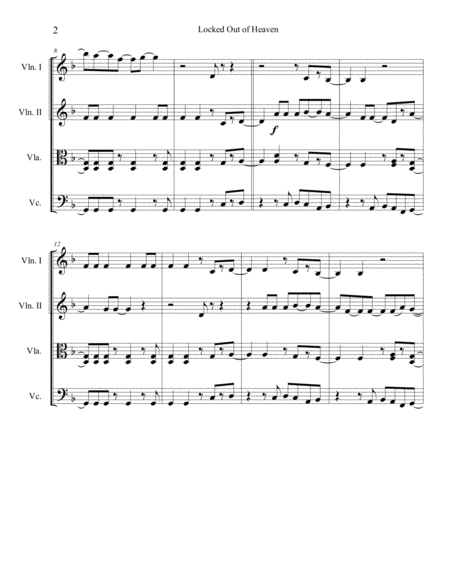 Locked Out Of Heaven Arranged For String Quartet Page 2