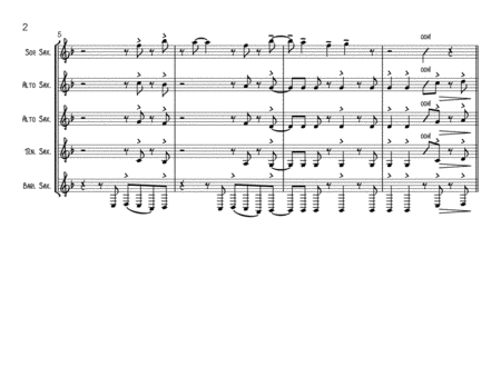 Locked Out Of Heaven For Saxophone Quintet Page 2