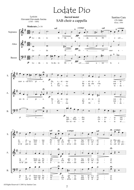 Lodate Dio Sacred Motet For Sab Choir A Cappella Page 2