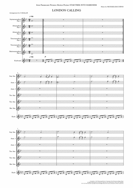 London Calling With Four Or Five Saxophons And Piano Page 2