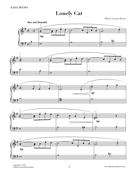 Lonely Cat Easy Piano Solo By Allison Leyton Brown Page 2