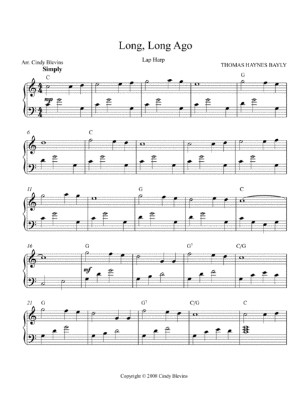 Long Long Ago Arranged For Lap Harp From My Book Feast Of Favorites Vol 4 Page 2