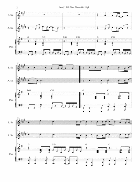 Lord I Lift Your Name On High Duet For Soprano And Alto Saxophone Page 2