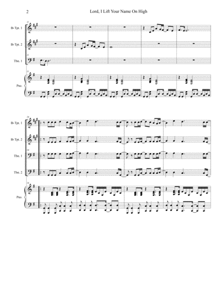 Lord I Lift Your Name On High For Brass Quartet Piano Alternate Version Page 2