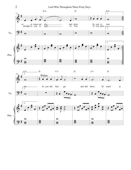 Lord Who Throughout These Forty Days Cello Voice And Piano Page 2