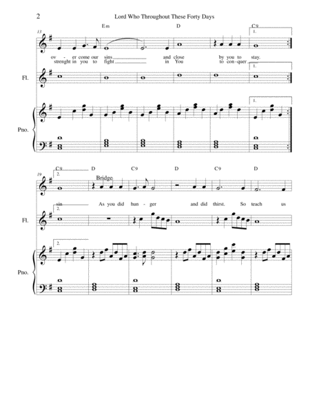 Lord Who Throughout These Forty Days Flute Voice And Piano Page 2