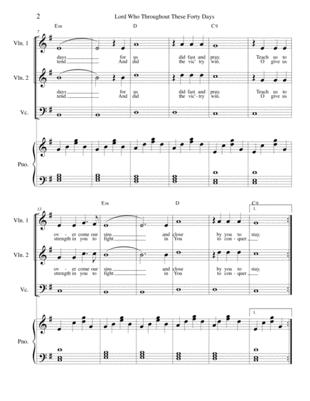 Lord Who Throughout These Forty Days Strings And Piano Page 2