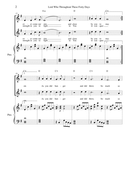 Lord Who Throughout These Forty Days Vocal Duet And Piano Page 2