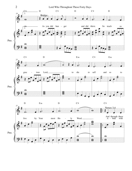 Lord Who Throughout These Forty Days Voice And Piano Page 2