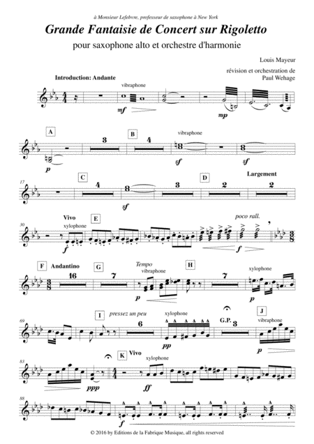 Louis Mayeur Grande Fantaisie De Concert Sur Rigoletto De Verdi For Alto Saxophone And Concert Band Percussion 3 Part Page 2