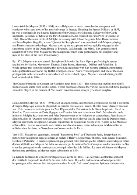 Louis Mayeur Grande Fantaisie De Concert Sur Rigoletto De Verdi For Alto Saxophone And Concert Band Score And Solo Part Only Page 2