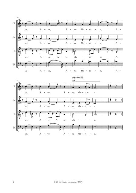 Lourdes Hymn Ave Maria Di Lourdes Traditional French For 4 Voices Satb Page 2