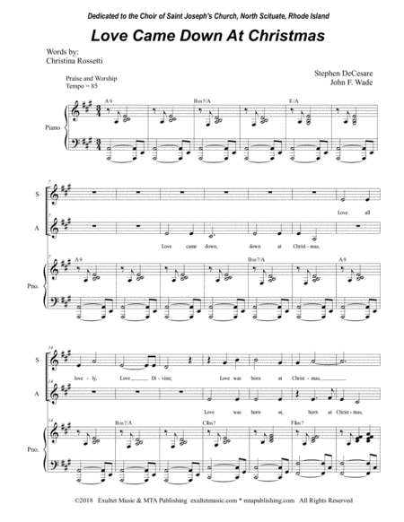 Love Came Down At Christmas For 2 Part Choir Sa Page 2
