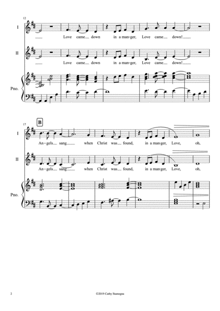 Love Came Down Go Tell It On The Mountain For 2 Part Choir And Piano Page 2