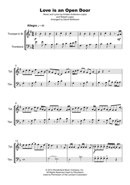 Love Is An Open Door Duet For Trumpet And Trombone Page 2