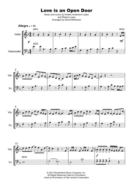 Love Is An Open Door Duet For Violin And Cello Page 2