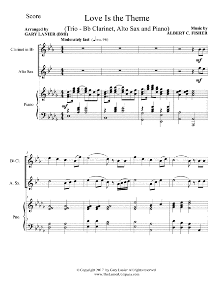 Love Is The Theme Trio Bb Clarinet Alto Sax Piano With Score Part Page 2