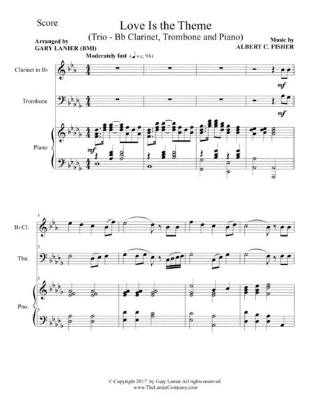 Love Is The Theme Trio Bb Clarinet Trombone Piano With Score Part Page 2