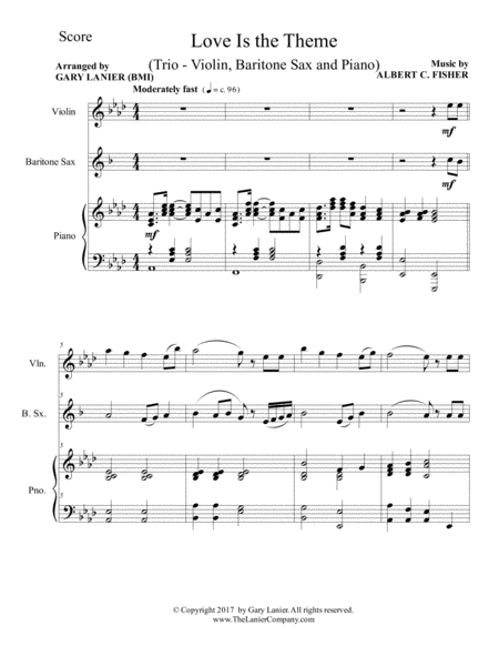 Love Is The Theme Trio Violin Baritone Sax Piano With Score Parts Page 2